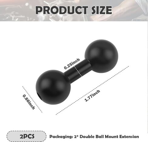2PCS 17mm الكرة جبل تمديد، الكرة المزدوجة دراجة نارية الهاتف جبل تمديد لتوصيل حامل الهاتف، كرات يتصاعد ملحقات دراجة نارية الملحقات للهواتف / GPS / الكاميرا الرياضية in Kuwait
