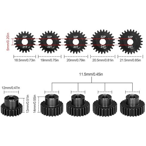 OGRC 0.8M 32P 5mm 21T 22T 23T 24T 25T ترس ترس لسيارة 1/8 1/10 SCT Buggy Monster RC in Kuwait