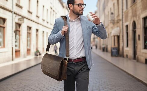MDS Genuine Leather Messenger Bag - Crossbody Briefcase Satchel Bag for Men & Women - Office, Work, Travel & Daily Use in Saudi Arabia