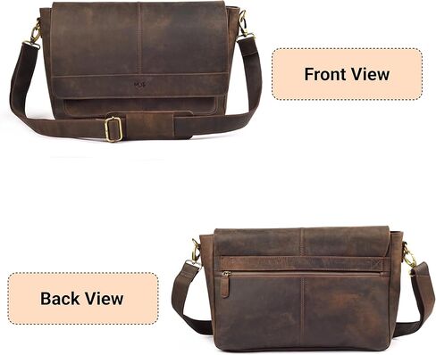 MDS Genuine Leather Messenger Bag - Crossbody Briefcase Satchel Bag for Men & Women - Office, Work, Travel & Daily Use in Saudi Arabia