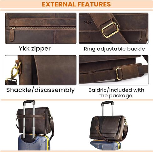 MDS Genuine Leather Messenger Bag - Crossbody Briefcase Satchel Bag for Men & Women - Office, Work, Travel & Daily Use in Saudi Arabia