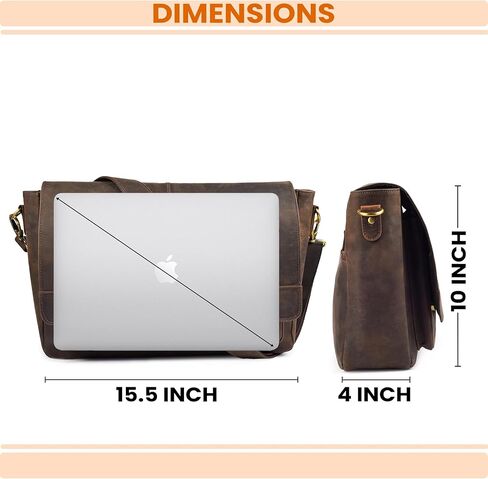 MDS Genuine Leather Messenger Bag - Crossbody Briefcase Satchel Bag for Men & Women - Office, Work, Travel & Daily Use in Saudi Arabia