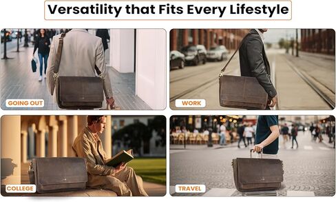 MDS Genuine Leather Messenger Bag - Crossbody Briefcase Satchel Bag for Men & Women - Office, Work, Travel & Daily Use in Saudi Arabia