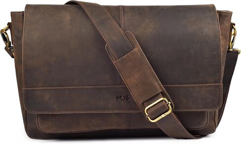 MDS Genuine Leather Messenger Bag - Crossbody Briefcase Satchel Bag for Men & Women - Office, Work, Travel & Daily Use in Saudi Arabia
