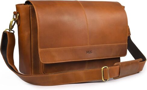 MDS Genuine Leather Messenger Bag - Crossbody Briefcase Satchel Bag for Men & Women - Office, Work, Travel & Daily Use in Saudi Arabia