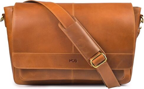MDS Genuine Leather Messenger Bag - Crossbody Briefcase Satchel Bag for Men & Women - Office, Work, Travel & Daily Use in Saudi Arabia