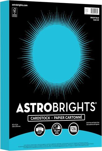 Astrobrights Colored Cardstock, Bright Blue, 65 lb./176 gsm, 8.5" x 11", 126 Sheets, Acid‑Free, Lignin‑Free, Perfect for School, Office & DIY (91981) in Kuwait