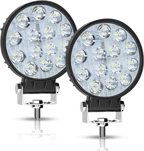 LED Work Light 4Inch 42W 12V 24V Round Flood Off Road Lights Led Pods Driving Light for Truck Tractor Trailer Vehicle Golf Car RV Boat ATV UTV SUV Grain Drill Mower Snowplow 2Pcs in Saudi Arabia