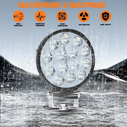 LED Work Light 4Inch 42W 12V 24V Round Flood Off Road Lights Led Pods Driving Light for Truck Tractor Trailer Vehicle Golf Car RV Boat ATV UTV SUV Grain Drill Mower Snowplow 2Pcs in Saudi Arabia
