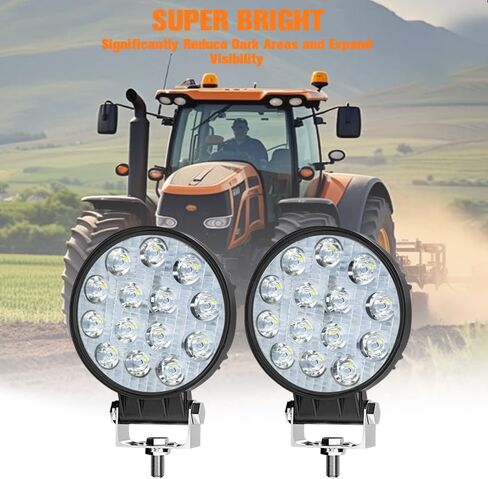 LED Work Light 4Inch 42W 12V 24V Round Flood Off Road Lights Led Pods Driving Light for Truck Tractor Trailer Vehicle Golf Car RV Boat ATV UTV SUV Grain Drill Mower Snowplow 2Pcs in Saudi Arabia