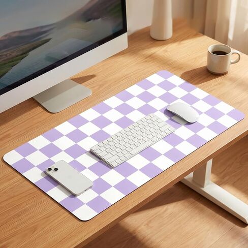 1 Piece Black and White Checkered Desk Mat, 31.5" x 15.7" Large Mouse Pad, Waterproof Natural Rubber Computer Desk Protector for Keyboard and Mouse, Office Decor (Black) in Saudi Arabia