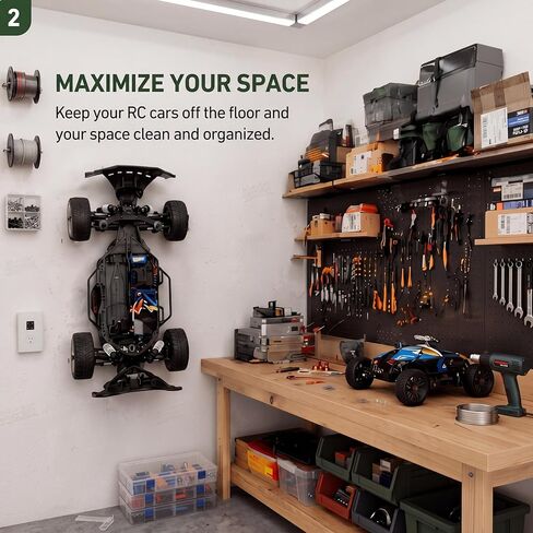 Novabright 4 Pcs Rc Car Wall Mount Storage, Display Hook Holder for 2 Pcs 1/10 Scale Cars Organize, Heavy Duty Vertical Rack, Easy Install Rc Organizer for Car Enthusiasts (Hardware Included) in Kuwait