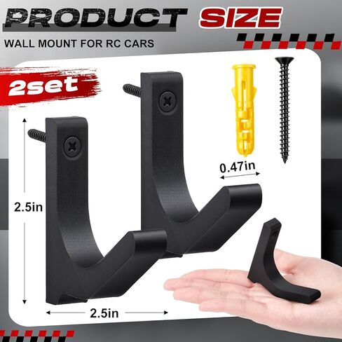 Novabright 4 Pcs Rc Car Wall Mount Storage, Display Hook Holder for 2 Pcs 1/10 Scale Cars Organize, Heavy Duty Vertical Rack, Easy Install Rc Organizer for Car Enthusiasts (Hardware Included) in Kuwait