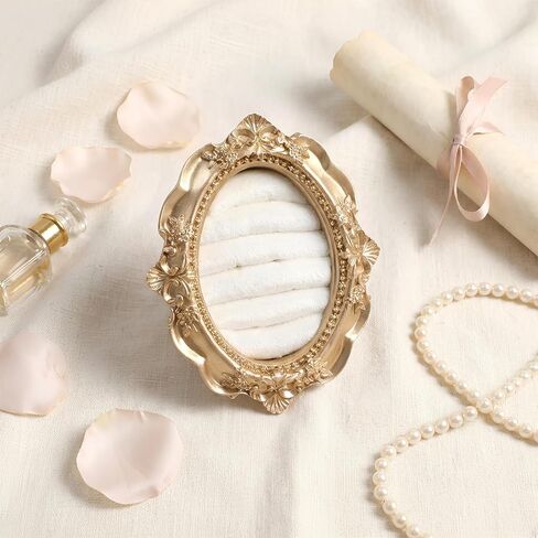 Jewelry Display Stand Vintage Ring Holder Oval Suede Lined Ring Box Engagement Rings Jewelry Organizer Tray for Women Wedding Decor Anniversary Photography Prop Birthday Ceremony Bridesmaid Gift in Kuwait