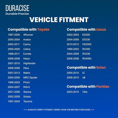 مستشعر موضع عمود الحدبات DURACISE متوافق مع 1998-2011 Toyota Corolla وCamry وHighlander وRAV4 و2002-2006 Lexus ES300 وES330 وRX300 وRX330 وScion tC xB & Pontiac Vibe | تصنيع المعدات الأصلية #90919-05026 in Kuwait