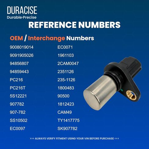 مستشعر موضع عمود الحدبات DURACISE متوافق مع 1998-2011 Toyota Corolla وCamry وHighlander وRAV4 و2002-2006 Lexus ES300 وES330 وRX300 وRX330 وScion tC xB & Pontiac Vibe | تصنيع المعدات الأصلية #90919-05026 in Kuwait