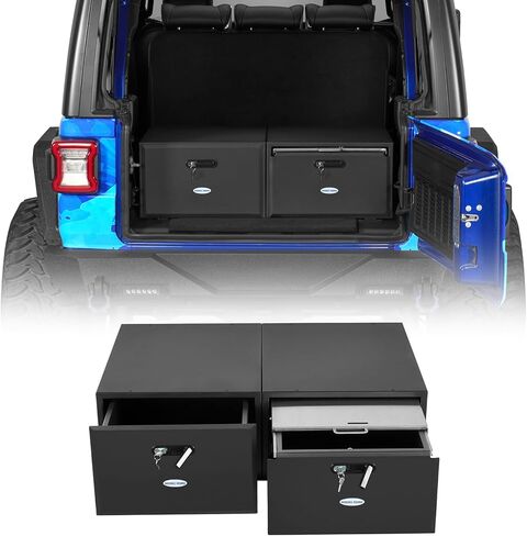 Hooke Road Trunk Dual Sliding Drawer System for 2007-2026 Jeep Wrangler JK JL Unlimited 4-Door & 2021-2026 Ford Bronco 4-Door, Rear Security Lockable Storage Tool Box Cargo Organizer in Saudi Arabia