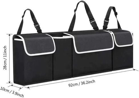 Car Trunk Organizer 600D Oxford Foldable Storage Bag with 4 Pockets and Adjustable Straps for Groceries Travel Road Trips in Kuwait