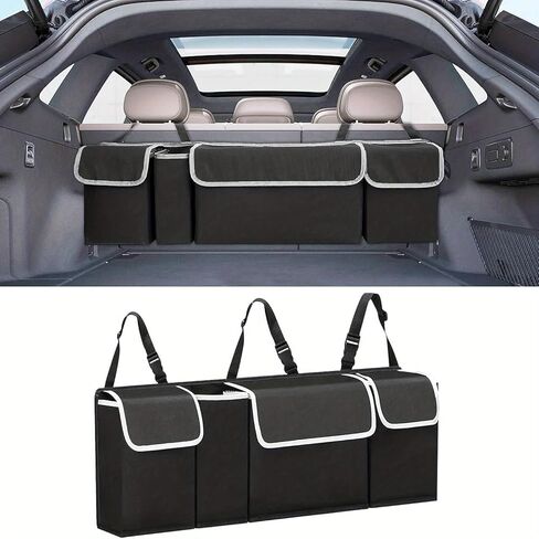 Car Trunk Organizer 600D Oxford Foldable Storage Bag with 4 Pockets and Adjustable Straps for Groceries Travel Road Trips in Kuwait