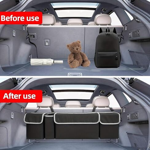 Car Trunk Organizer 600D Oxford Foldable Storage Bag with 4 Pockets and Adjustable Straps for Groceries Travel Road Trips in Kuwait