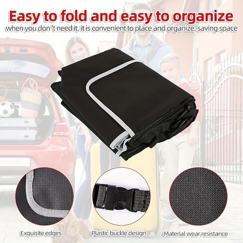 Car Trunk Organizer 600D Oxford Foldable Storage Bag with 4 Pockets and Adjustable Straps for Groceries Travel Road Trips in Kuwait