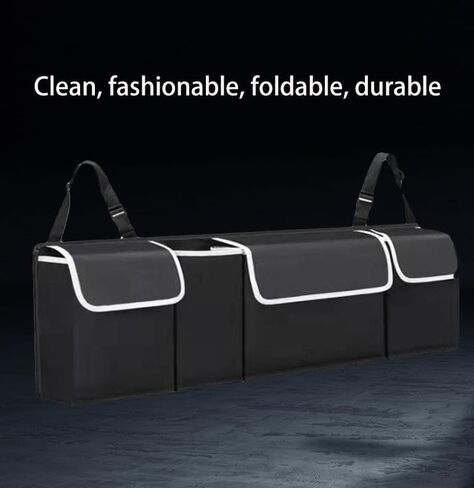 Car Trunk Organizer 600D Oxford Foldable Storage Bag with 4 Pockets and Adjustable Straps for Groceries Travel Road Trips in Kuwait