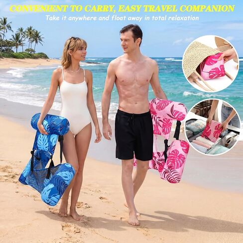 Blueweenly 4 Pack Pool Floats Chairs Adult Inflatable Fabric Covered Pool Lounge Chairs Adjustable Summer Hammock Water Floating Chair Party Swimming Float for Water in Kuwait