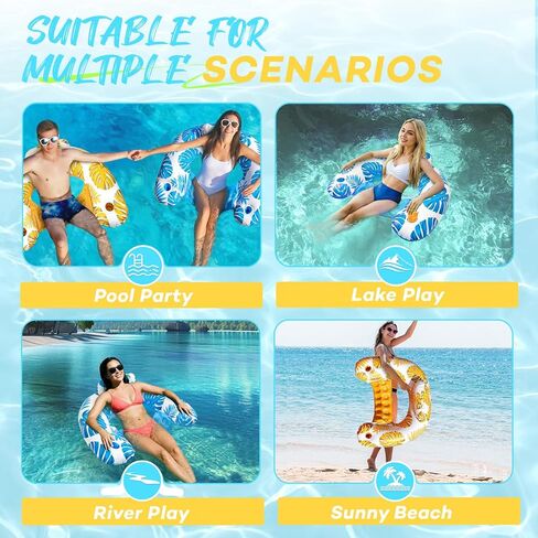 Inflatable Pool Floats Adult with Dual Cup Holders - 2-Pack, Ergonomic Pool Chairs for Floating, Hammock Lounge Pool Float for Party Summer, Water Activity, Lake and Beach, Pool Accessories in Saudi Arabia