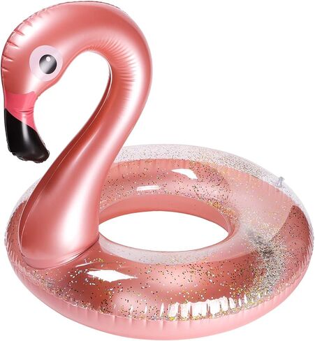 2Pack Summer Inflatable Flamingo Pool Float Drink Holder Set Elegant Vinyl Swimming Floaty Pool Toy with Glitters Outdoor Water Lounge Inflatable Raft with Floating Coasters for Adult Kid in Saudi Arabia