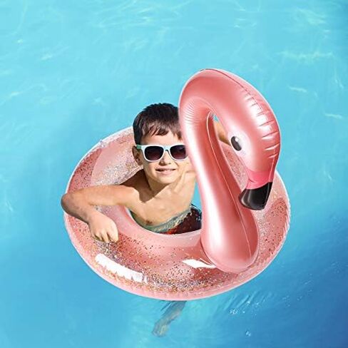 2Pack Summer Inflatable Flamingo Pool Float Drink Holder Set Elegant Vinyl Swimming Floaty Pool Toy with Glitters Outdoor Water Lounge Inflatable Raft with Floating Coasters for Adult Kid in Saudi Arabia