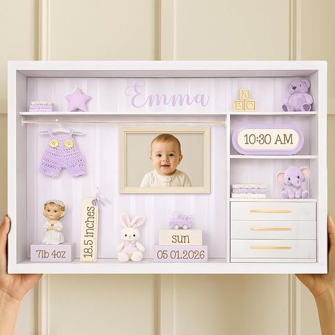 KiKiLuna Personalized New Born Baby Gifts Birth Announcement Canvas, Custom Newborn Photo Wall Art with Name Date Time Weight, Custom Baby Keepsake Gift in Saudi Arabia