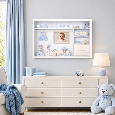KiKiLuna Personalized New Born Baby Gifts Birth Announcement Canvas, Custom Newborn Photo Wall Art with Name Date Time Weight, Custom Baby Keepsake Gift in Saudi Arabia