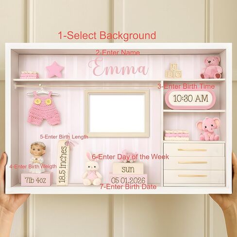 KiKiLuna Personalized New Born Baby Gifts Birth Announcement Canvas, Custom Newborn Photo Wall Art with Name Date Time Weight, Custom Baby Keepsake Gift in Saudi Arabia
