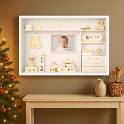 KiKiLuna Personalized New Born Baby Gifts Birth Announcement Canvas, Custom Newborn Photo Wall Art with Name Date Time Weight, Custom Baby Keepsake Gift in Saudi Arabia