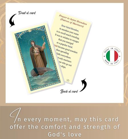 Trendzeen St Brendan Prayer Card - Made in Italy Saint Brendan Card, Pray for Us St Brendan Medal, Our Father Prayer Card - Patron of Mariners Saint Brendan Prayer Card Set, Total 3 Items in Kuwait