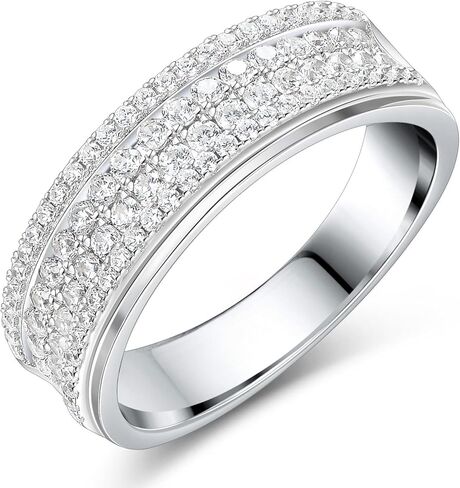 Womens Moissanite Wedding Band 925 Sterling Silver 2ct 88 Round Cut 4 Rows of D Color VVS1 Clarity Promise Engagement Ring Gift for Her Size 5-10 in Saudi Arabia
