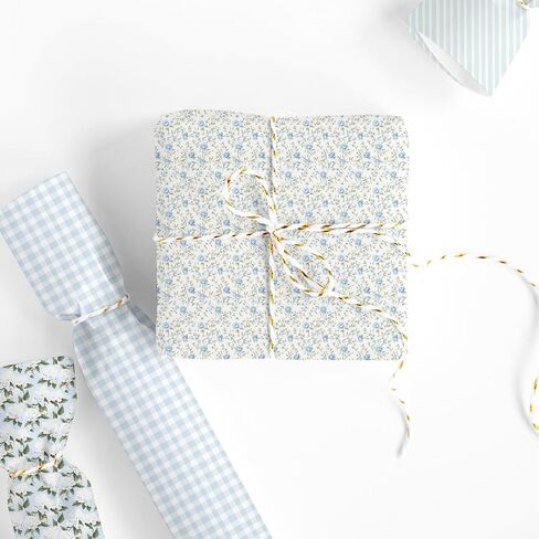 Whaline 40 Pcs Hydrangea Cotton Fabric Strips Spring Fabric Bundles Blue Flower Plaid Stripe Quilting Patchwork for DIY Sewing Craft Decor, 2.6 x 39.4 Inch in Kuwait