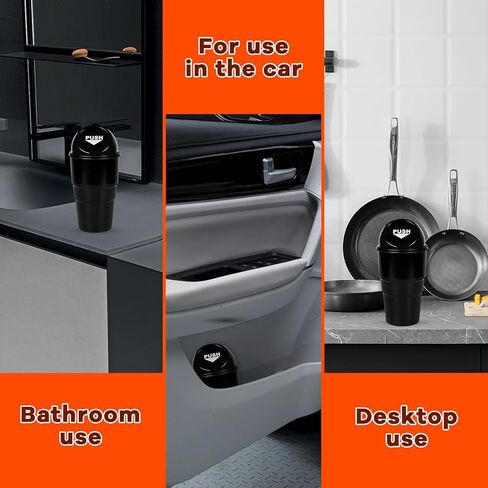 Cup Holder Trash Can for Car, Leakproof Vehicle Back Seat Garbage Can Mini Portable Trash Bin with Lid, Universal Smellproof Cup Holder Garbage Bin for Cars Trucks SUVs (Black) in Saudi Arabia