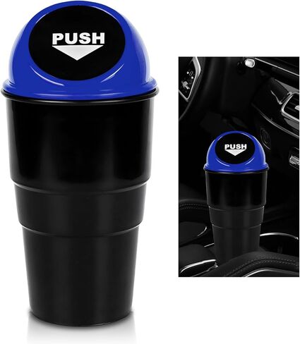 Cup Holder Trash Can for Car, Leakproof Vehicle Back Seat Garbage Can Mini Portable Trash Bin with Lid, Universal Smellproof Cup Holder Garbage Bin for Cars Trucks SUVs (Black) in Saudi Arabia
