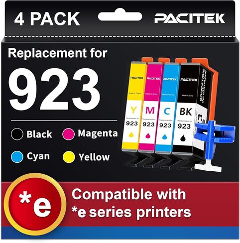 Replacement for HP 923 Ink Cartridges 4-Pack, Work with OfficeJet Pro 8120e 8130e 8122e 8135e 8138e 8139e Printer, 923 Ink Black/Cyan/Magenta/Yellow (No Chip, Use Original Chip) in Saudi Arabia