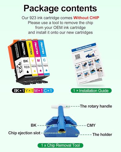 Replacement for HP 923 Ink Cartridges 4-Pack, Work with OfficeJet Pro 8120e 8130e 8122e 8135e 8138e 8139e Printer, 923 Ink Black/Cyan/Magenta/Yellow (No Chip, Use Original Chip) in Saudi Arabia