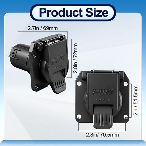 2PCS OEM 7 Pin Trailer Connector Compatible with Ford, GMC, Chevy, Dodge, Silverado, Sierra Trailer Plug, 7-Way RV Blade Uscar Socket with Spring-Loaded Dust Cover in Saudi Arabia