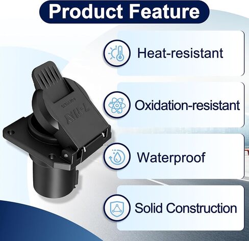2PCS OEM 7 Pin Trailer Connector Compatible with Ford, GMC, Chevy, Dodge, Silverado, Sierra Trailer Plug, 7-Way RV Blade Uscar Socket with Spring-Loaded Dust Cover in Saudi Arabia