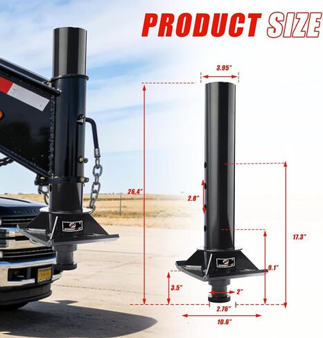 Gooseneck to 5th Wheel Adapter Trailer Coupler, with 4" Round Tube,with 2" Kingpin,Adjustable Height Fit for Campers,Trailers,Tractors- 30000 lb Capacity,with 2 5th Wheel lube Plate in Saudi Arabia