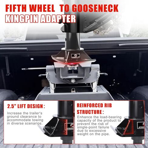 Gooseneck to 5th Wheel Adapter Trailer Coupler, with 4" Round Tube,with 2" Kingpin,Adjustable Height Fit for Campers,Trailers,Tractors- 30000 lb Capacity,with 2 5th Wheel lube Plate in Saudi Arabia