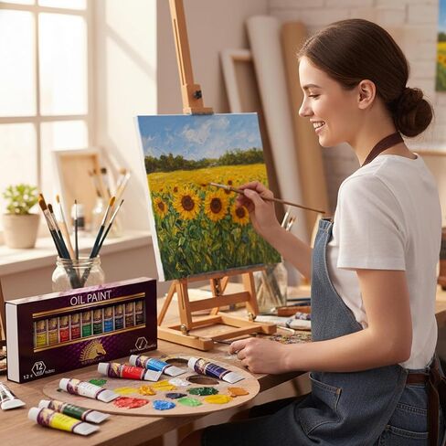 مجموعة طلاء زيتي من MyArtscape، 12 لونًا، أنابيب 12 × 0.4 أونصة سائلة (12 مل)، دهانات زيتية عالية الصبغة خفيفة الوزن وثقيلة الوزن، ألوان نابضة بالحياة لا تبهت، لوازم طلاء احترافية بجودة الفنان in Kuwait