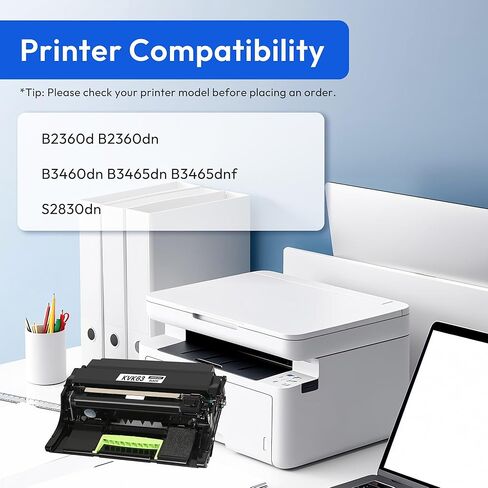 استبدال خرطوشة الطبل KVK63 B2360 لوحدة الطبل B3460 من Dell لوحدة الطبل B2360d B2360dn B3460dn B3465dn B3465dnf S2830dn 331-9810 331-9811 وحدة التصوير، حزمة واحدة، 60,000 صفحة in Kuwait