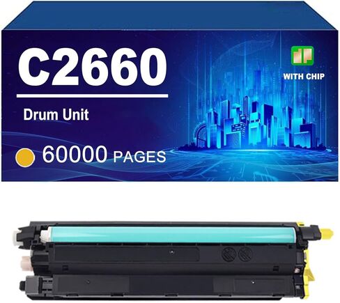 C2660 Drum Unit Compatible for Dell Color Printer C2660dn C2665dnf, Imaging Drum 60000 Pages,Yellow-1 Pack in Saudi Arabia
