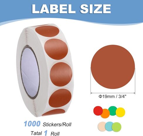 PATIKIL Colored Dot Stickers 3/4", 1000 Pcs Color Coding Labels Blank Circle Stickers Adhesive Round Sticking Papers for Inventory Office Garage Classroom, Light Brown in Kuwait