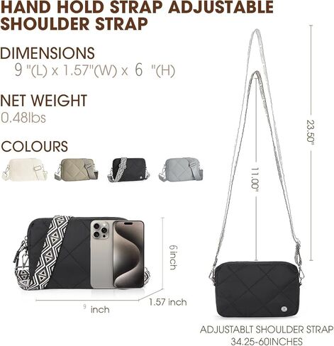 Telena Crossbody Bags for Women Quilted Design Puffer Bag Purse Lightweight Shoulder Bag (1-black) in Saudi Arabia